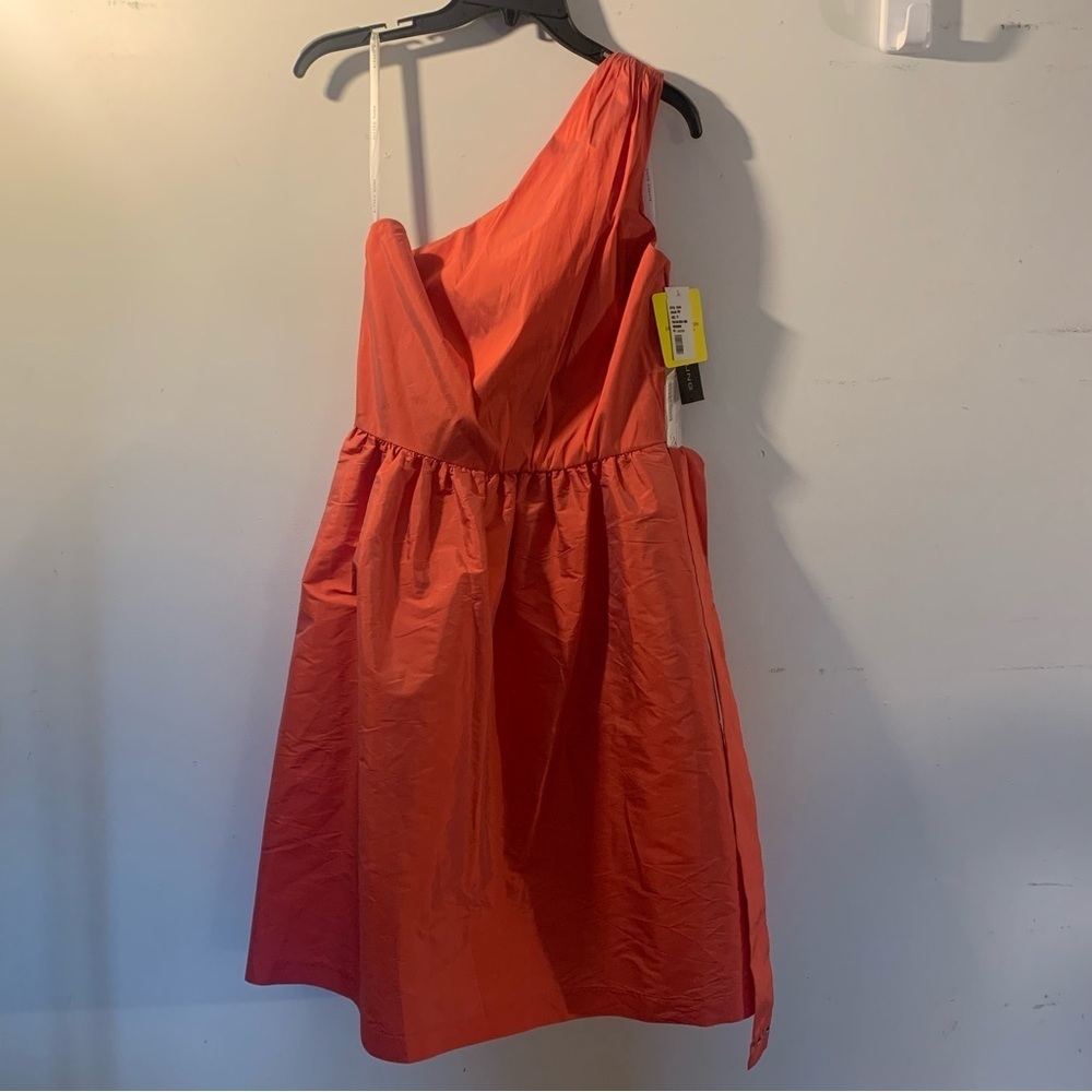 NWT Alfred Sung One Shoulder Belted Formal Dress Color Fire Cracker Size 12